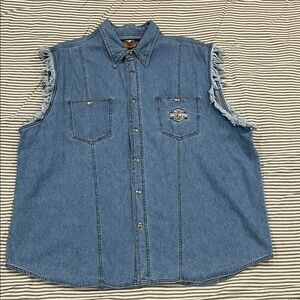 Harley-vest‎ denim Davidson Denim Cutoff Vest XXXL 100% cotton